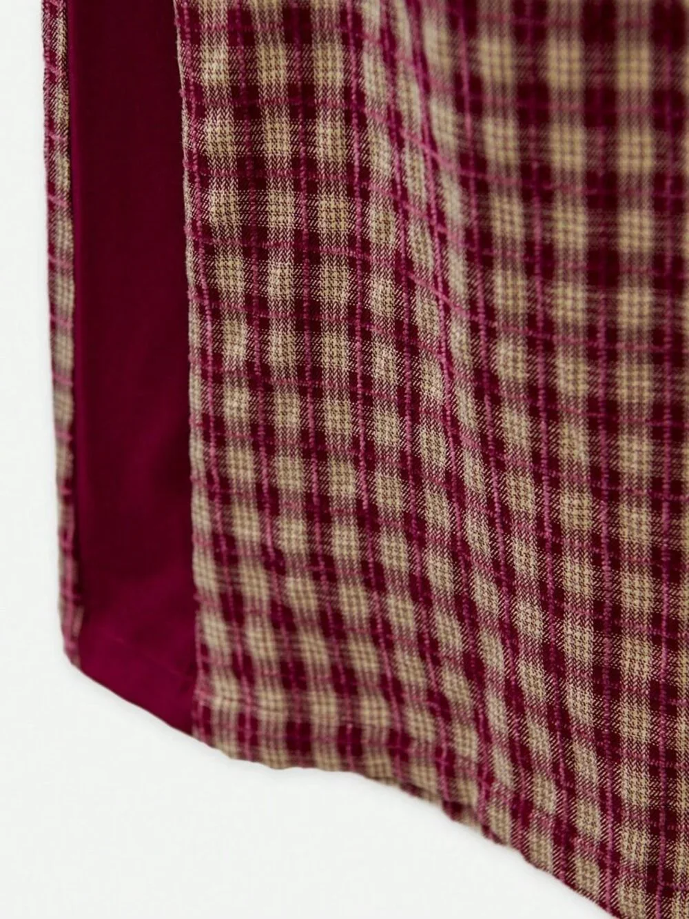 Burgundy Casual Women's Plaid Color Blocked High-Waisted Loose Wide-Leg Trousers